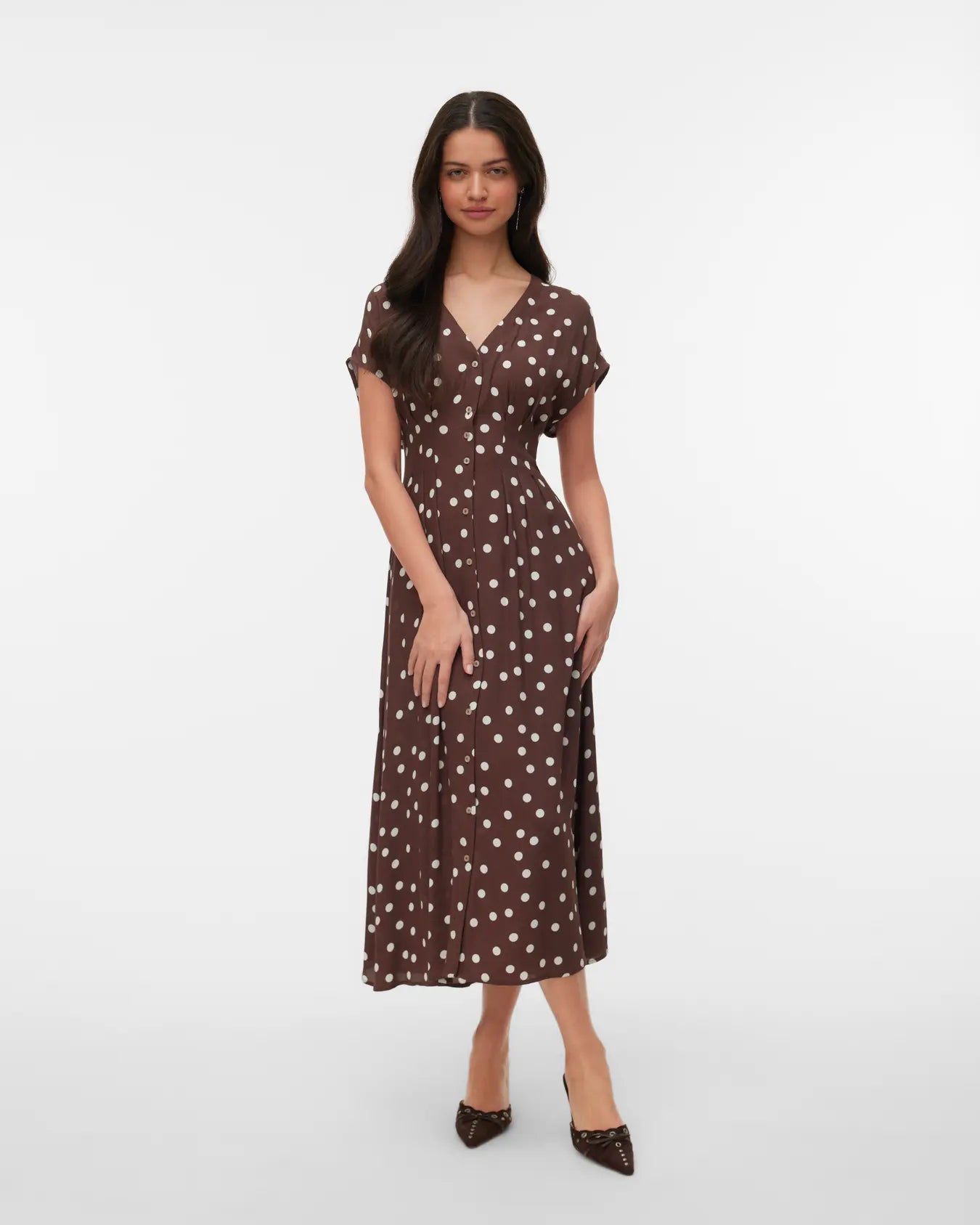 VM ELISA MIDI PRINTED DRESS - CHOCOLATE MARTINI