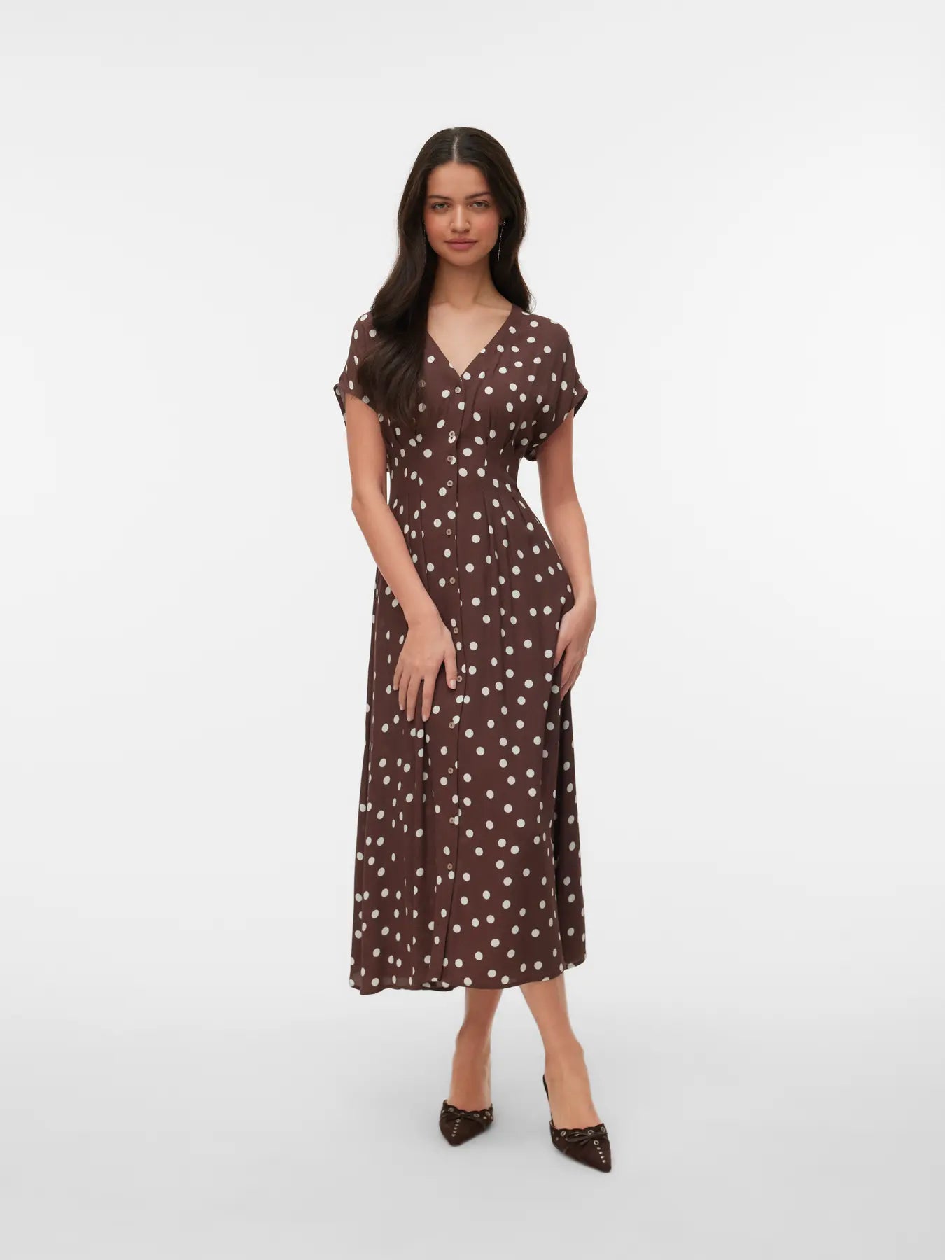 VM ELISA MIDI PRINTED DRESS - CHOCOLATE MARTINI