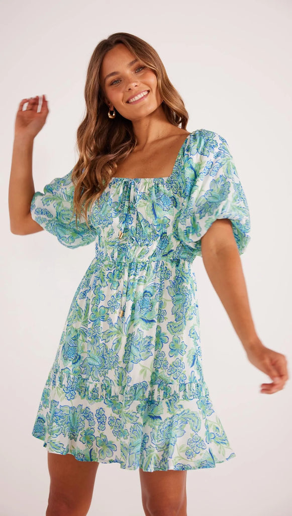 ALESSIA FLORAL PRINT DRESS - BLUE/GREEN – On Trend