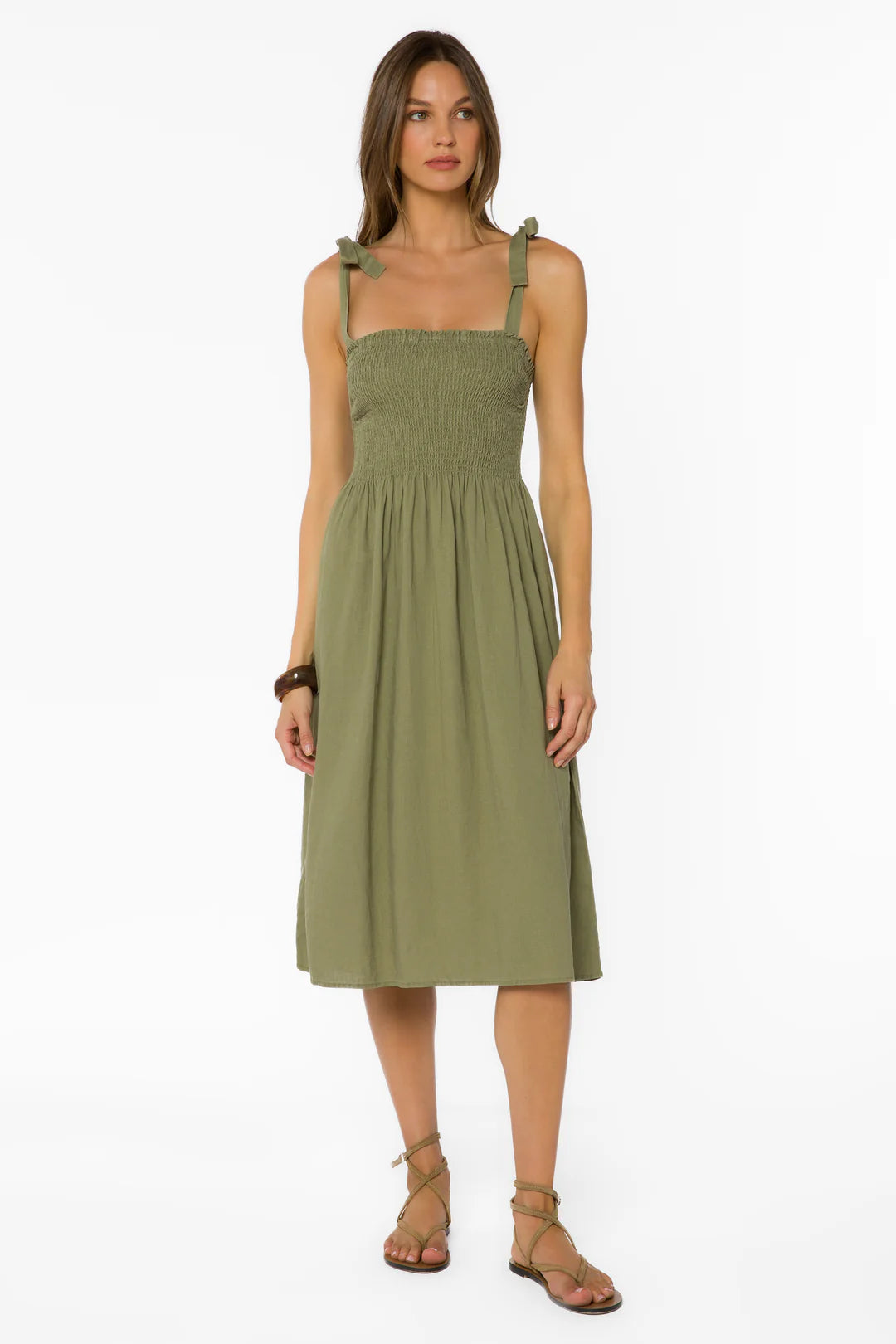 VELVET HEART AMIA MIDI DRESS - OLIVE
