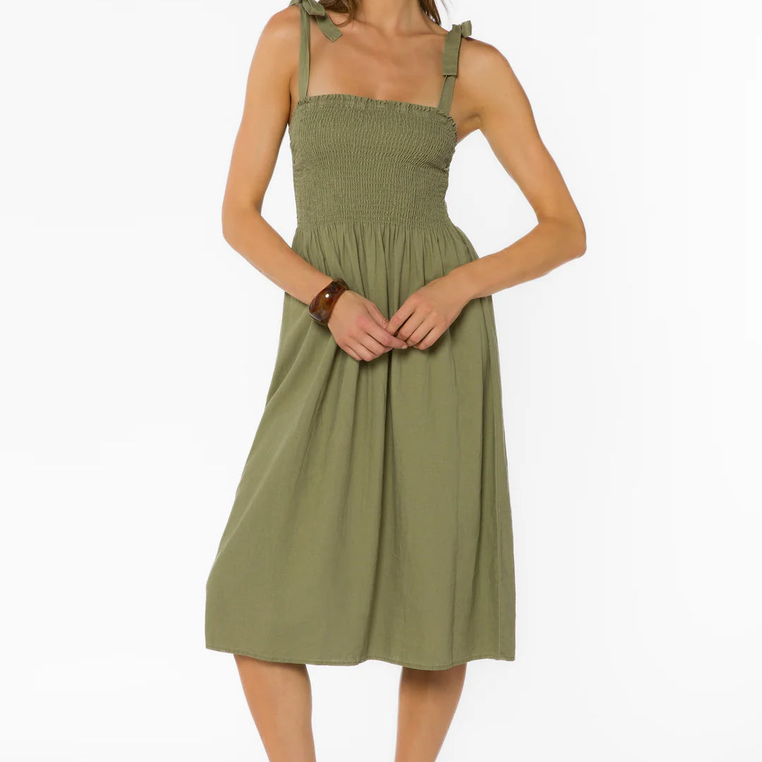 VELVET HEART AMIA MIDI DRESS - OLIVE
