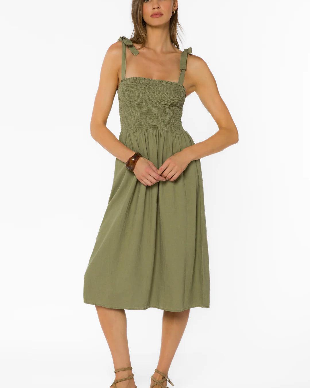 VELVET HEART AMIA MIDI DRESS - OLIVE