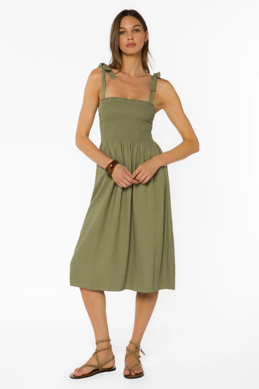 VELVET HEART AMIA MIDI DRESS - OLIVE