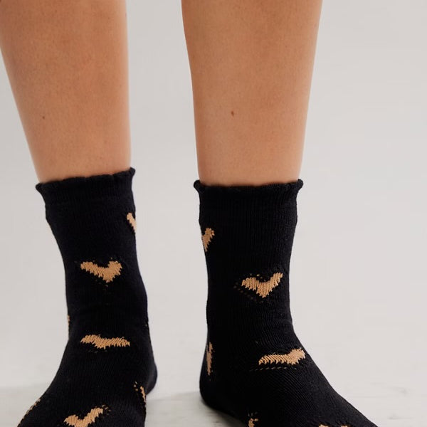 FREE PEOPLE CUPIDS BOW SOCKS - BLACK