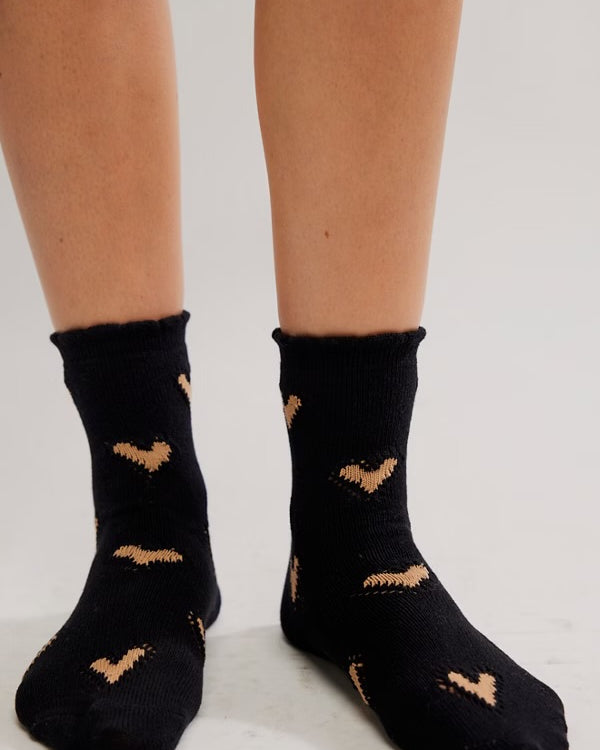 FREE PEOPLE CUPIDS BOW SOCKS - BLACK