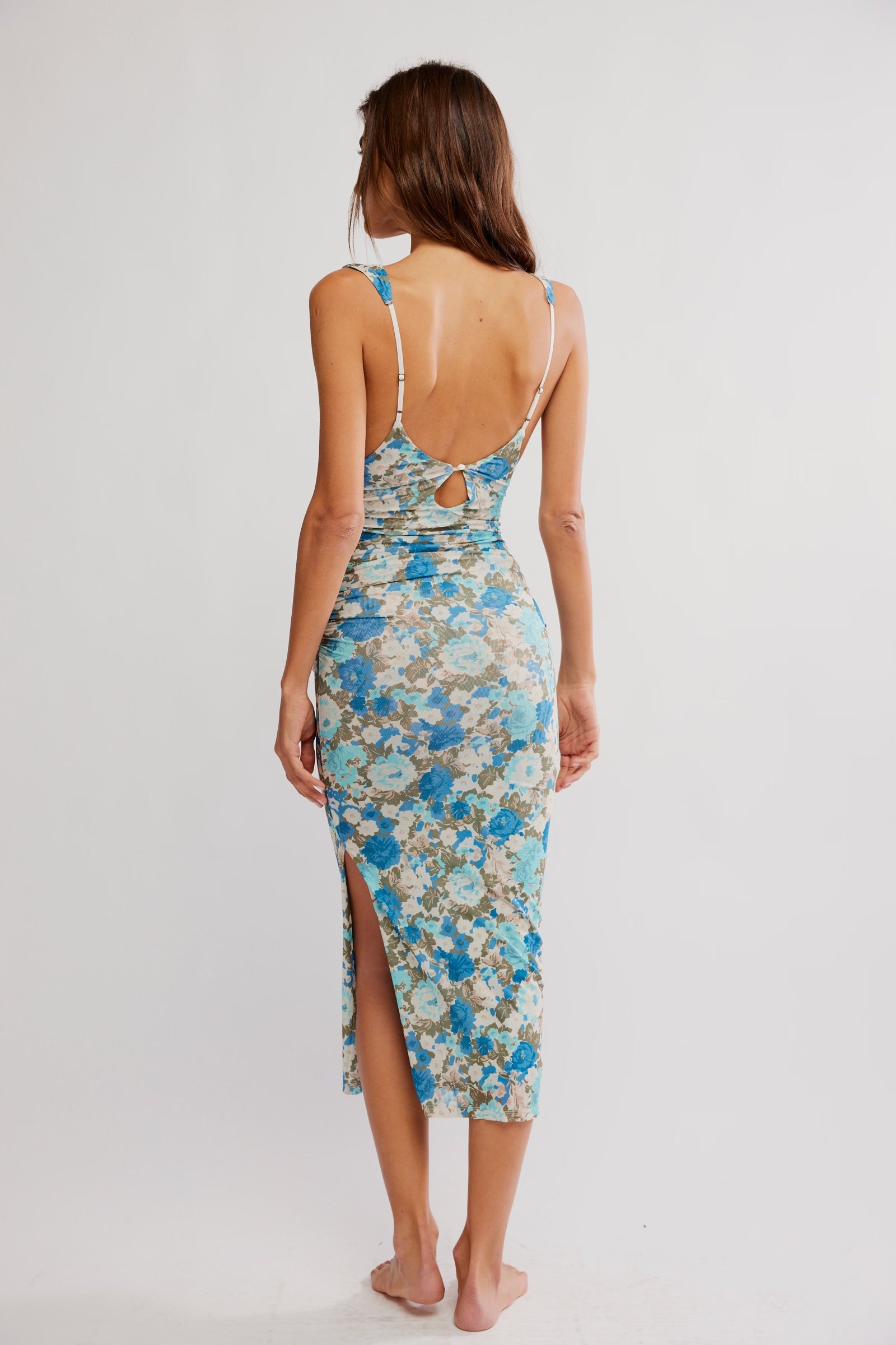 FREE PEOPLE LONG LIVE PRINTED MESH SLIP - BLUE COMBO