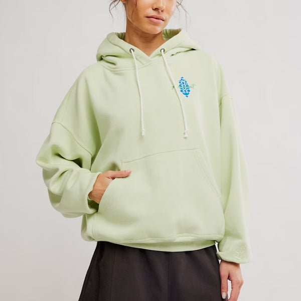 FREE PEOPLE FINAL CALL FRONT LOGO HOODIE - WHIPPED LIME
