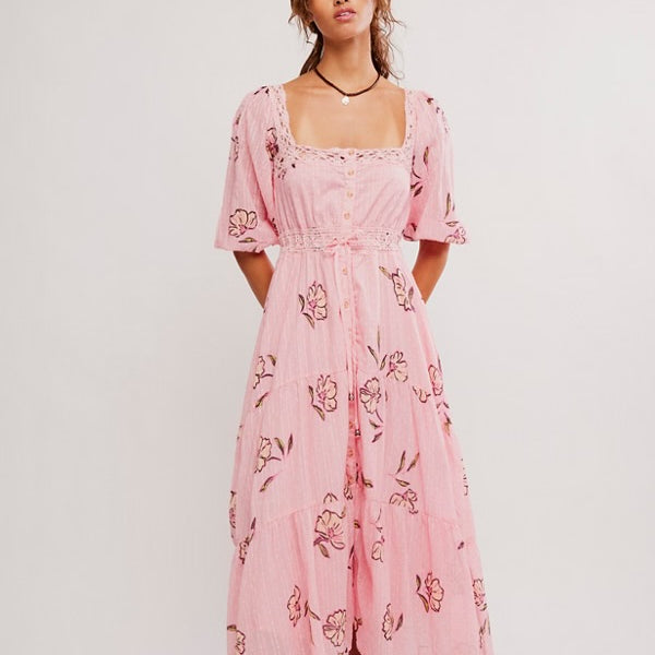 FREE PEOPLE MORNING MEADOWS MAXI DRESS - BLUSHING PINK