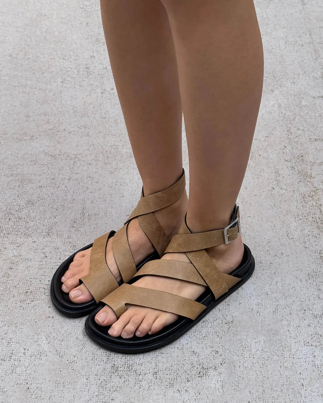 ALOHAS TIDE VINTAGE LEATHER SANDALS - VINTAGE BEIGE