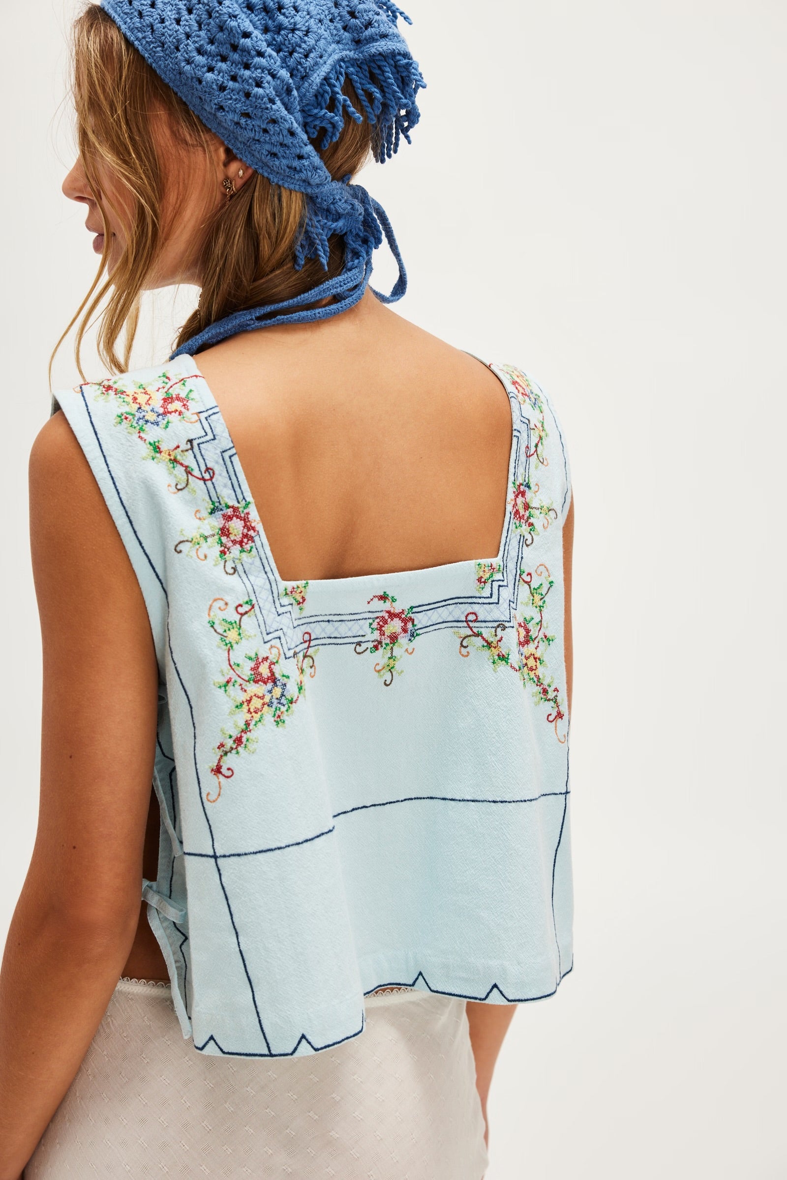 FREE PEOPLE GARDEN WALL TOP - BLUE COMBO