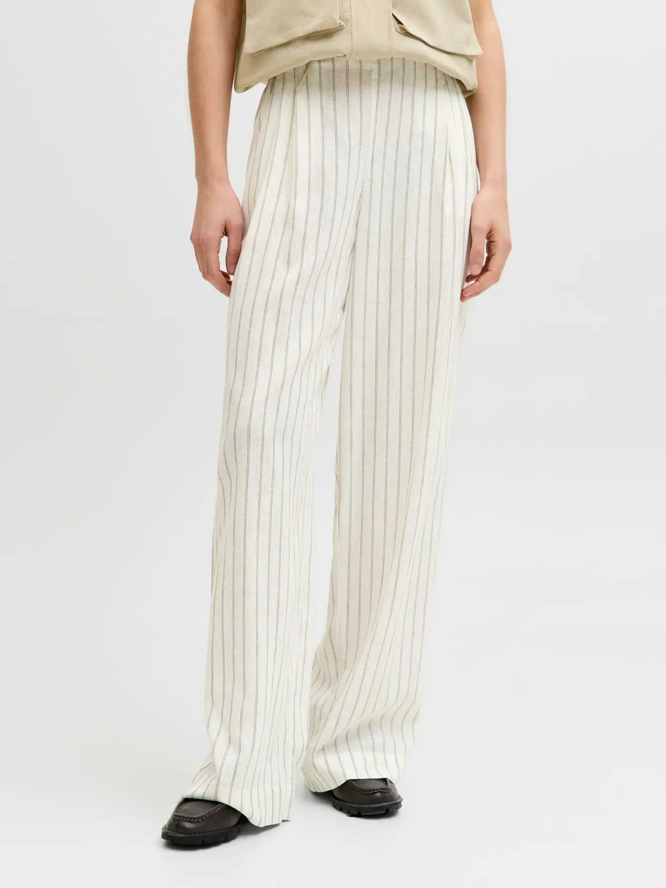 JJXX ALMIRA LINEN LOOSE PANT - BLANC STRIPES