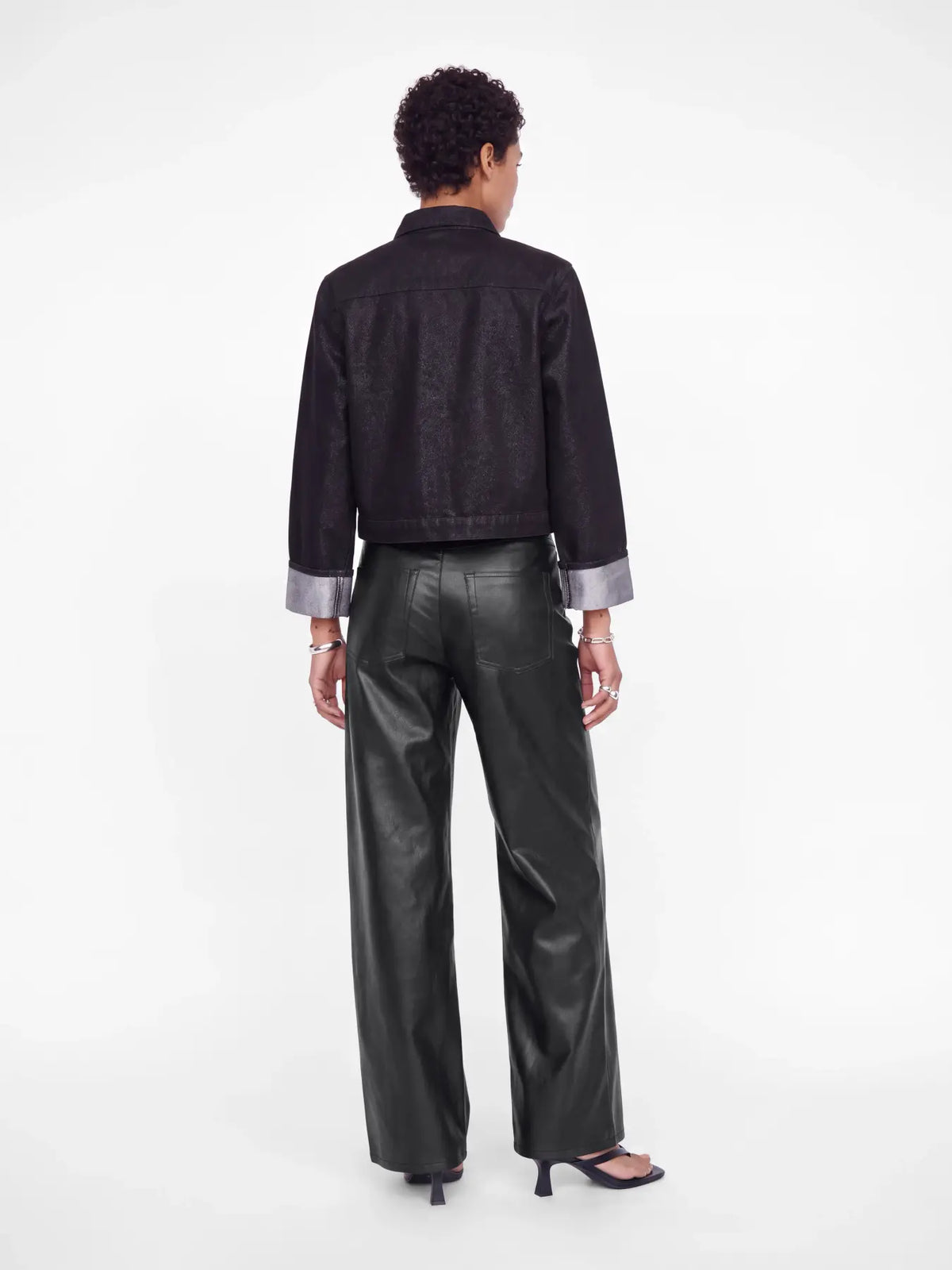 JJXX OSLO HAILEY FAUX LEATHER PANTS - BLACK