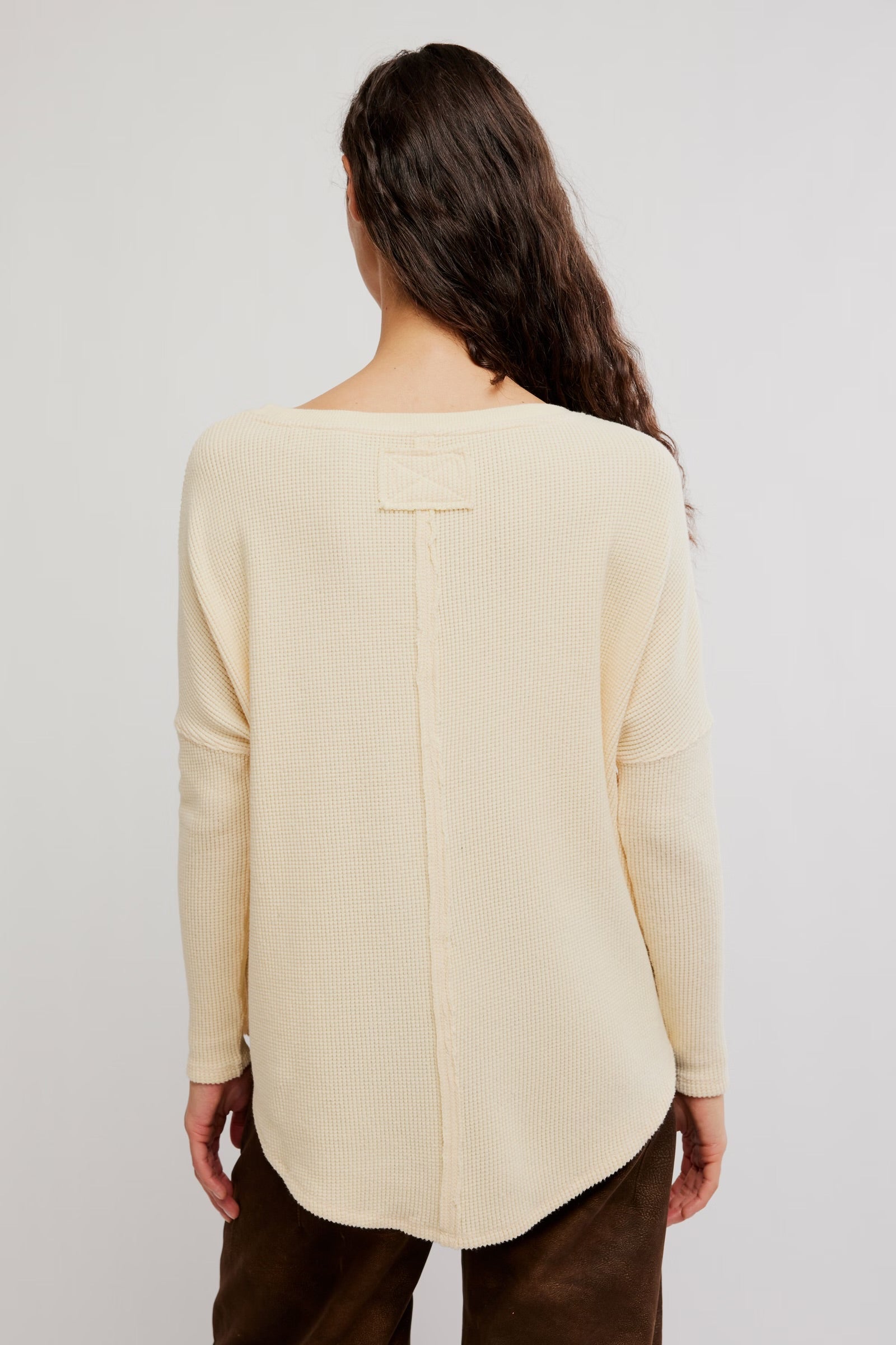 FREE PEOPLE LATTE BLUES THERMAL TOP - ALABASTER CREAM