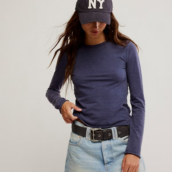 FREE PEOPLE NOVA TEE LS - PEACOAT