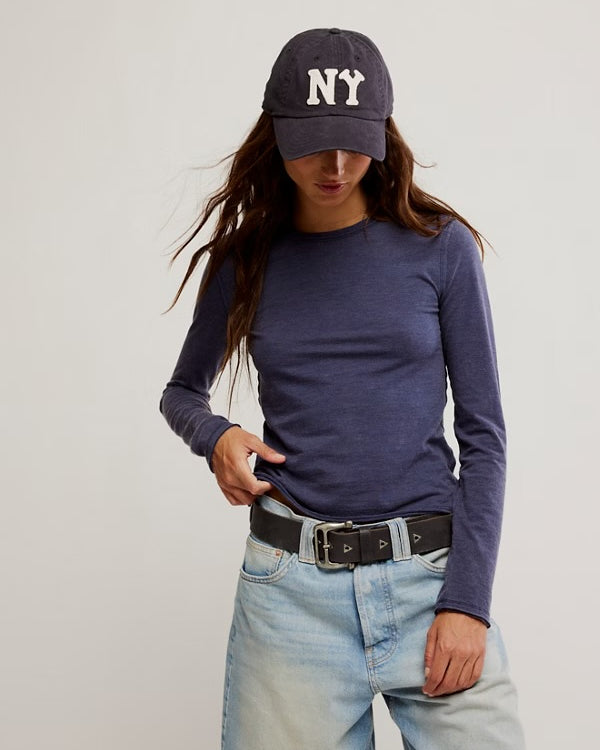 FREE PEOPLE NOVA TEE LS - PEACOAT