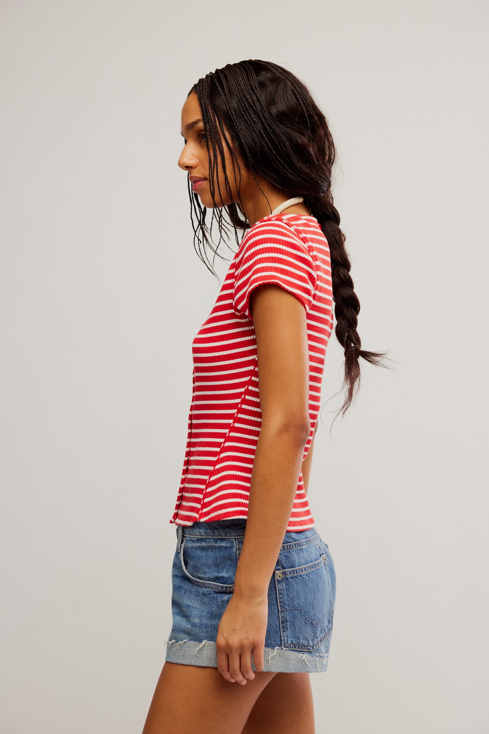 FREE PEOPLE MOST WANTED STRIPED CARDI - RED WHITE