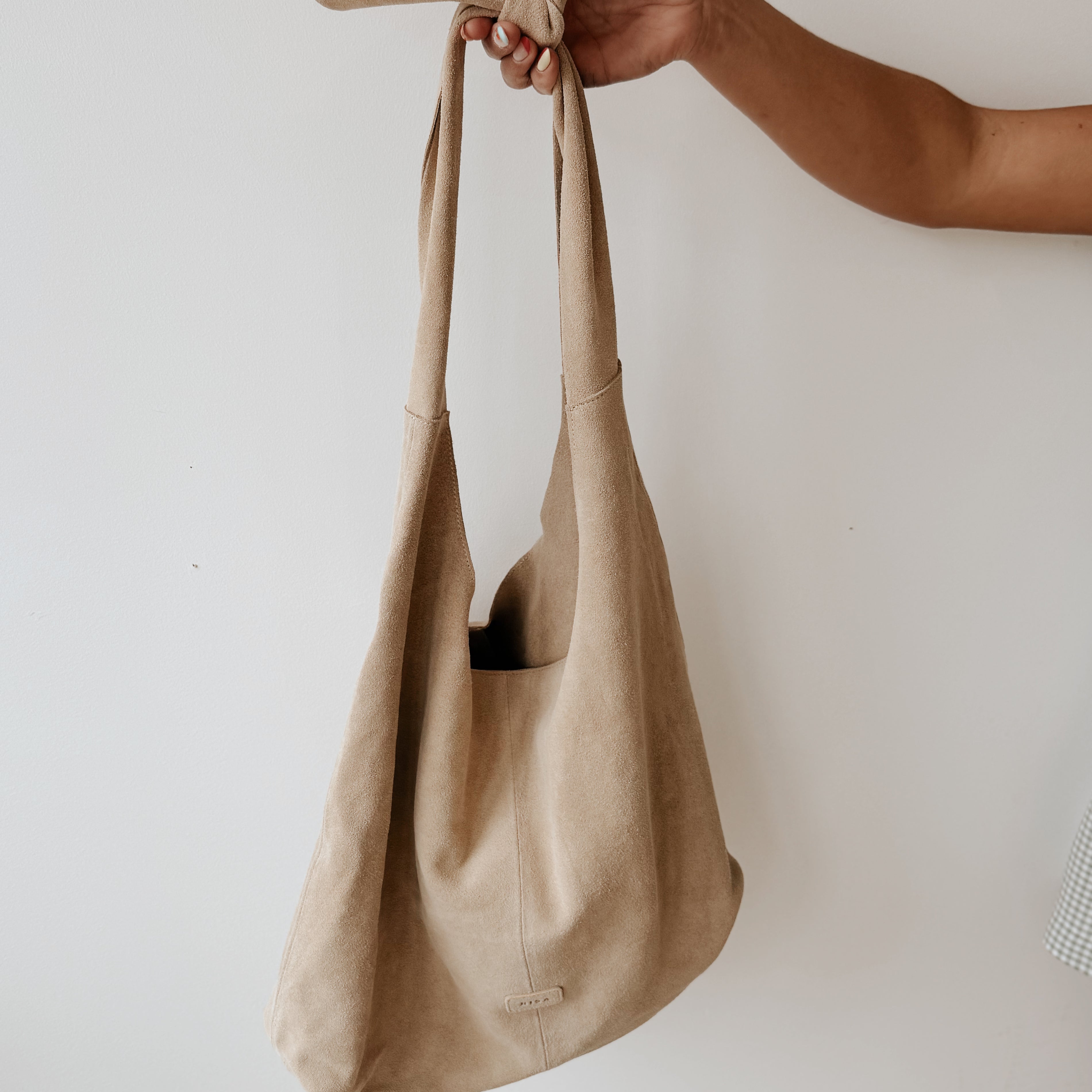 RISA KNOT TOTE BAG - LIGHT BROWN SUEDE