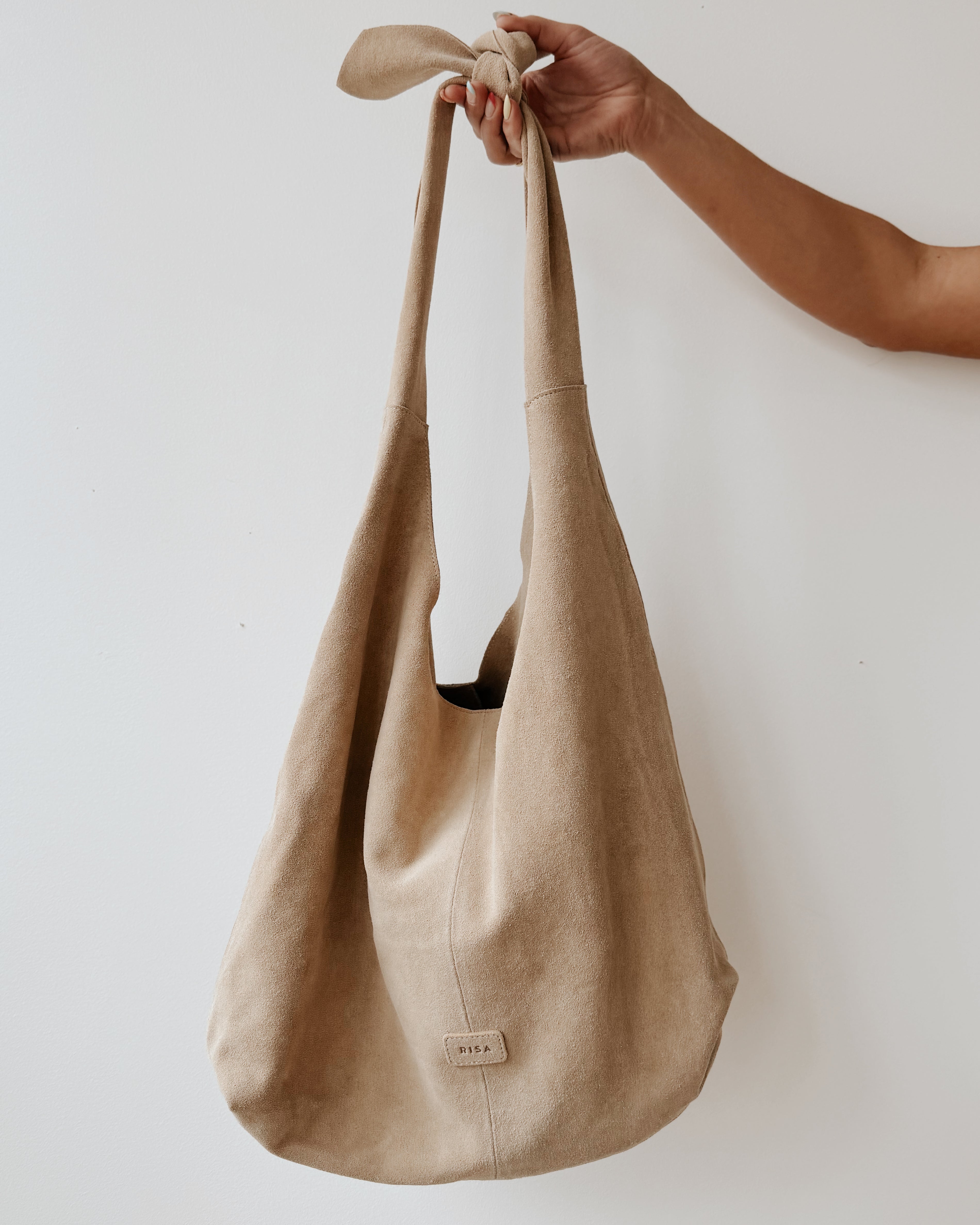 RISA KNOT TOTE BAG - LIGHT BROWN SUEDE
