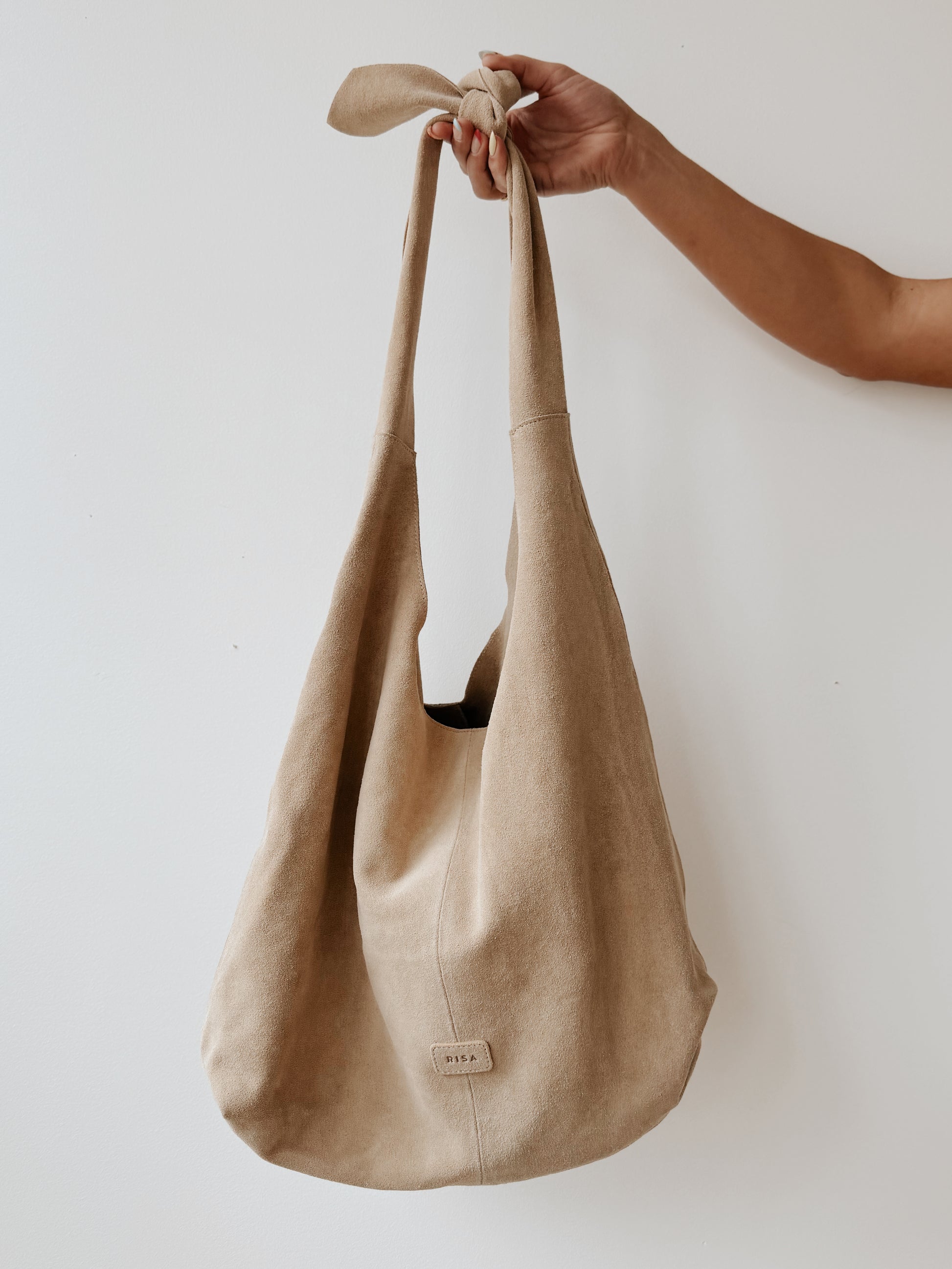RISA KNOT TOTE BAG - LIGHT BROWN SUEDE