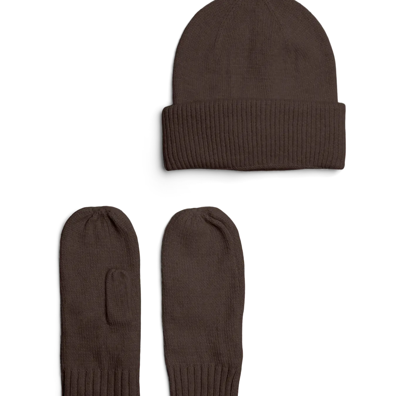 PIECES NYNNE MITTENS + BEANIE SET - HOT FUDGE