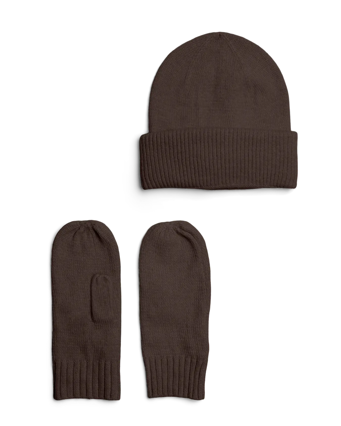 PIECES NYNNE MITTENS + BEANIE SET - HOT FUDGE