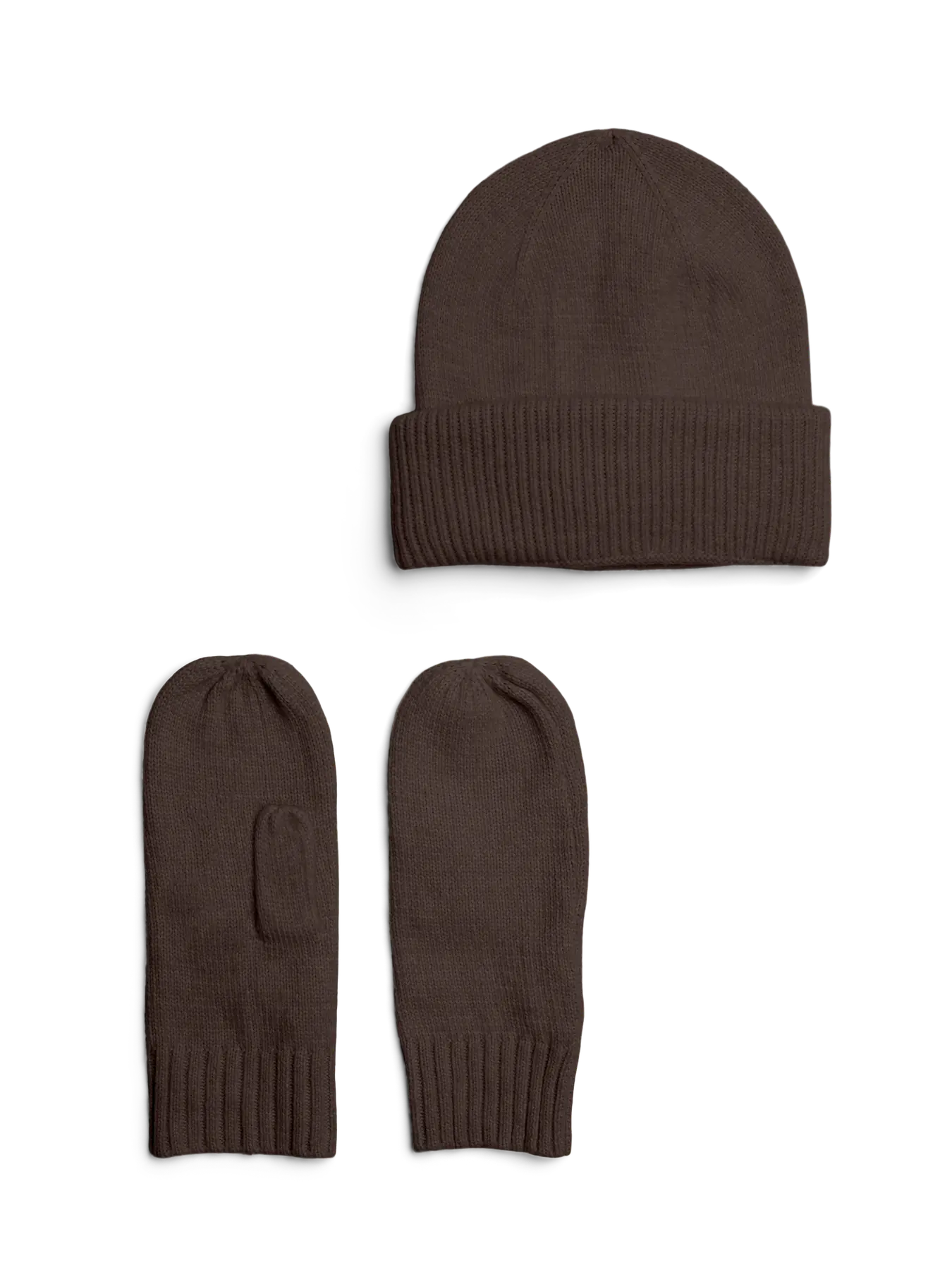 PIECES NYNNE MITTENS + BEANIE SET - HOT FUDGE