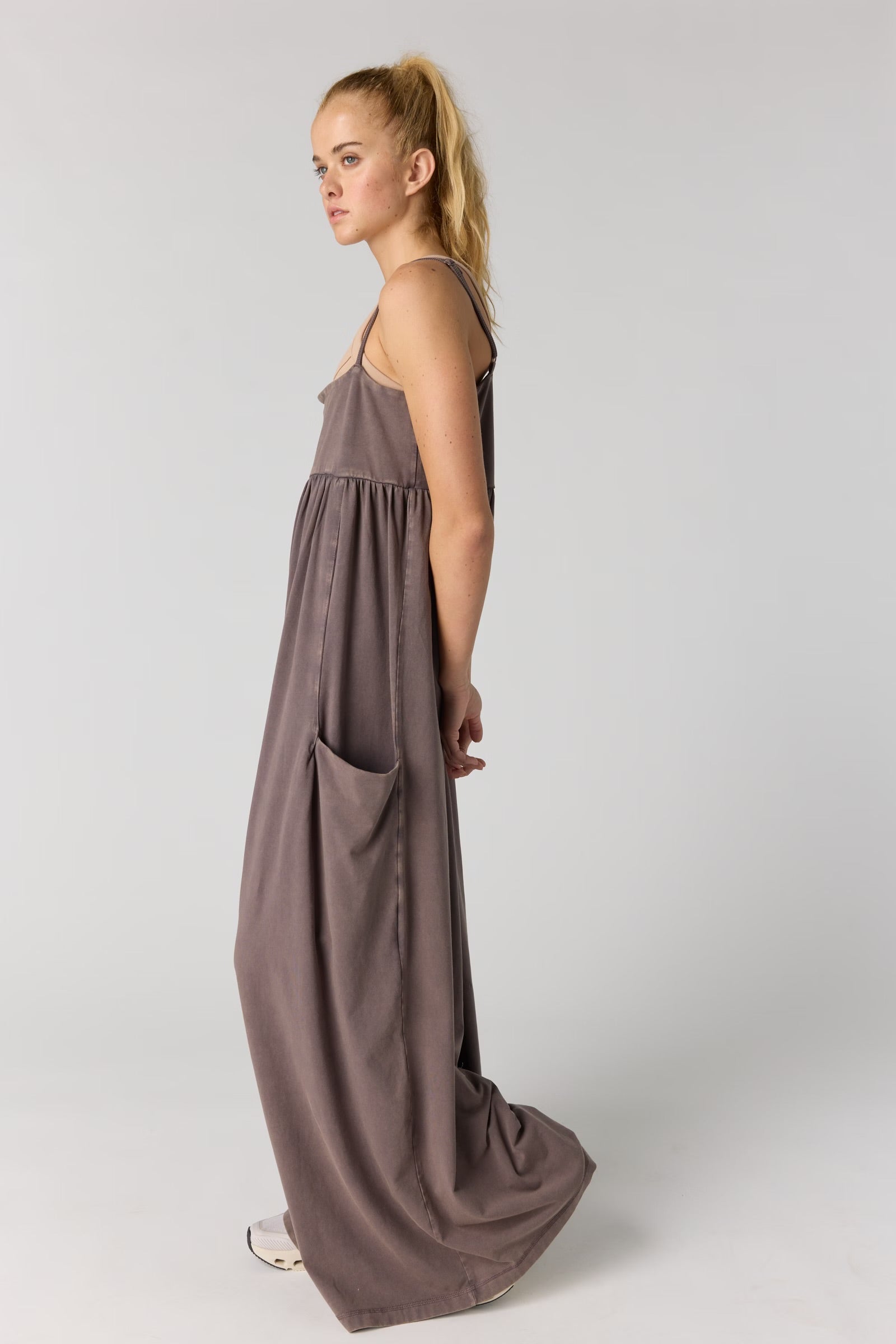FREE PEOPLE HOT SHOT STRAPPY ONESIE - CHOCOLATE
