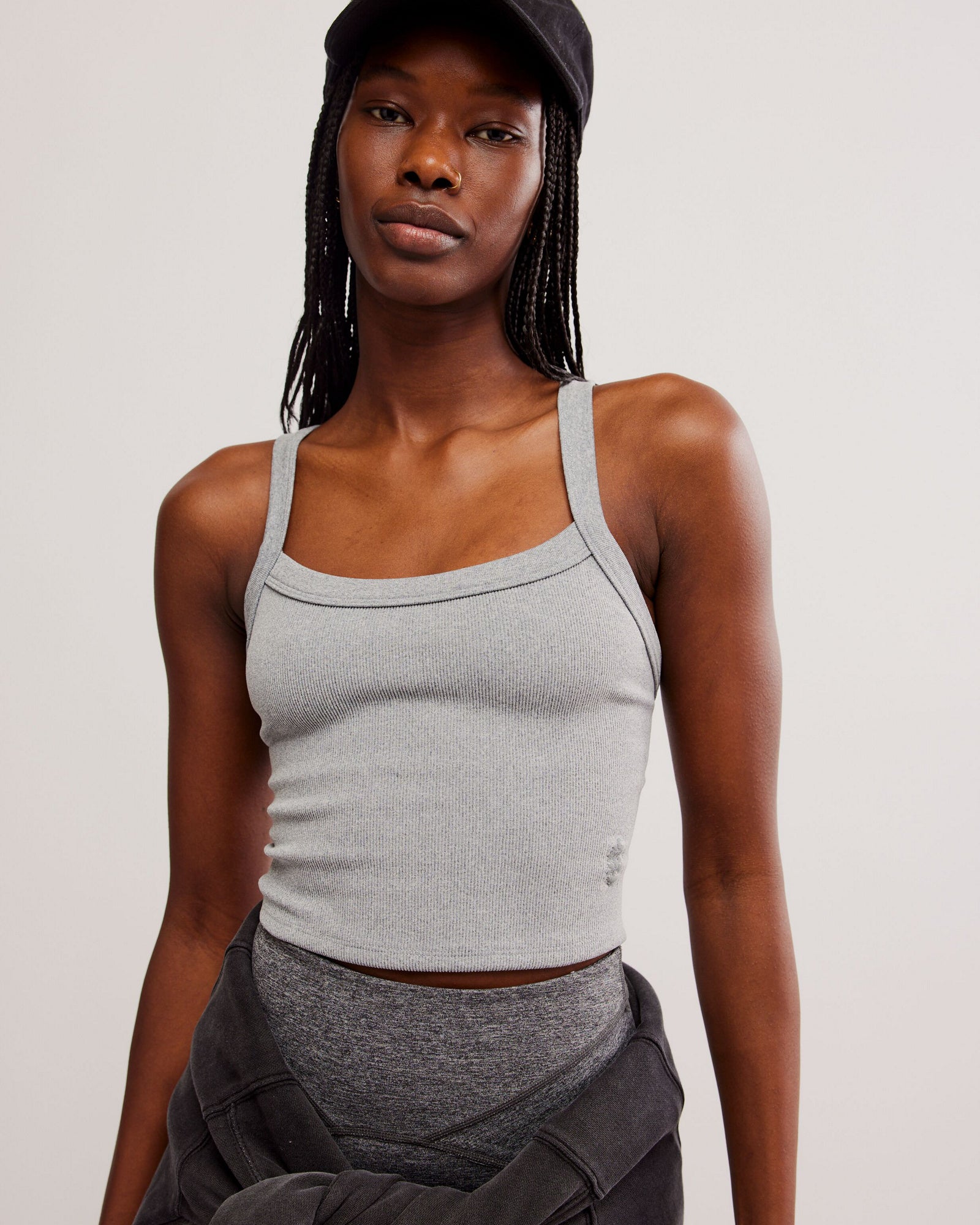 FREE PEOPLE ALL CLEAR SOLID CAMI - HEATHER GREY