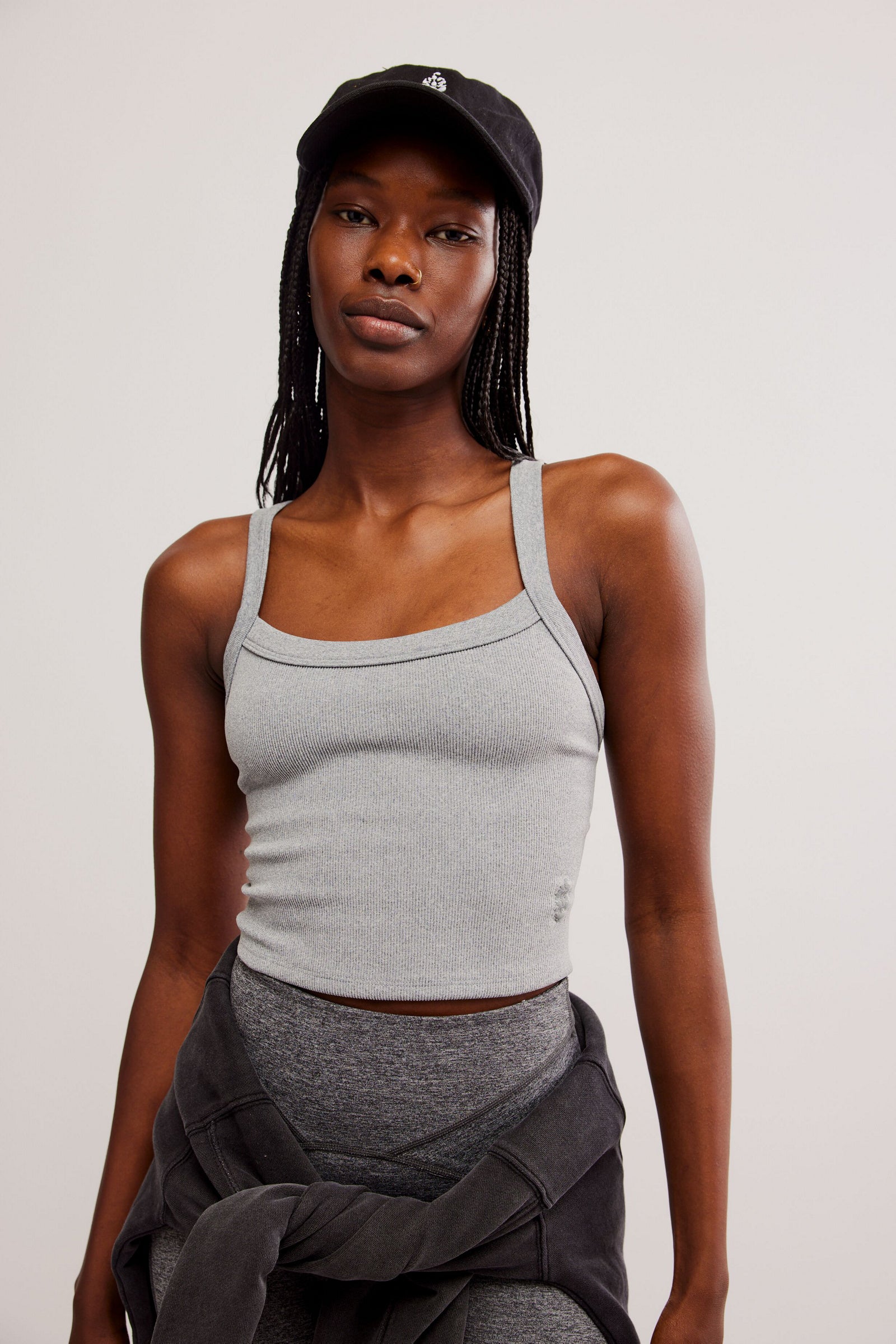 FREE PEOPLE ALL CLEAR SOLID CAMI - HEATHER GREY