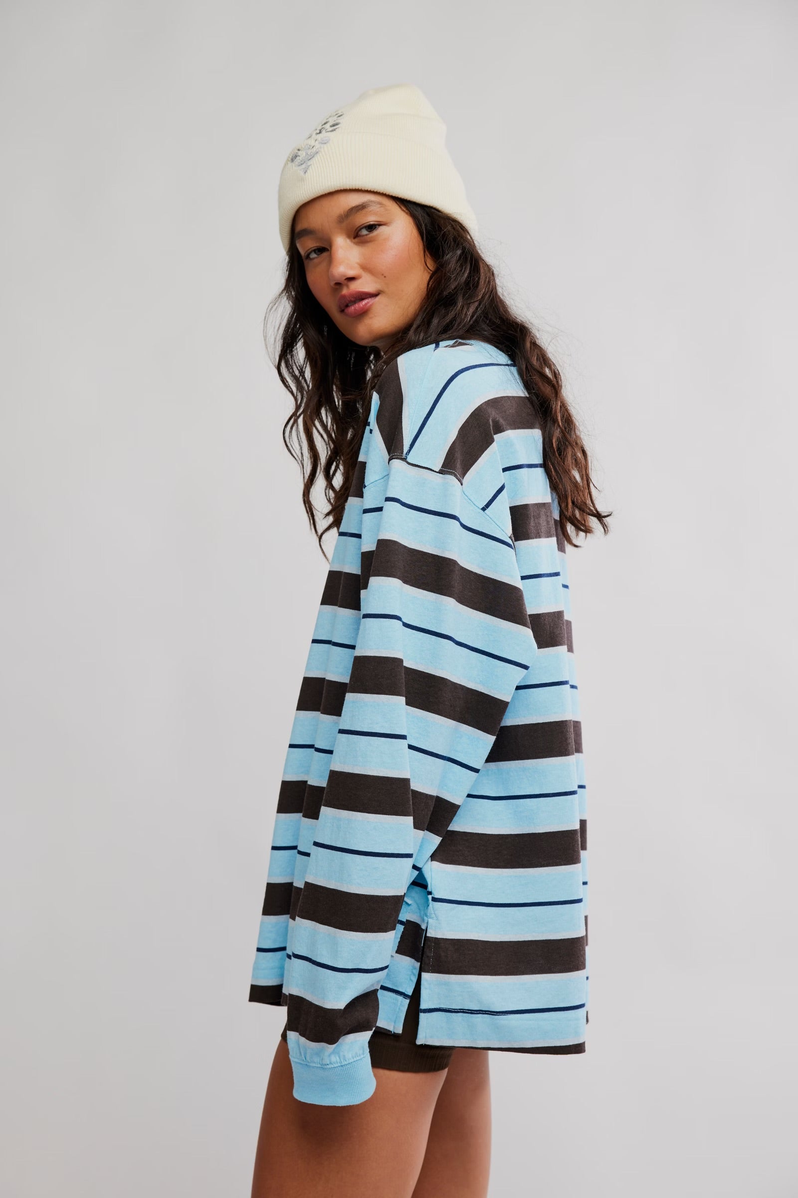 FREE PEOPLE HUSTLE LAYER TOP - BRIGHT BLUE CHOCOLATE