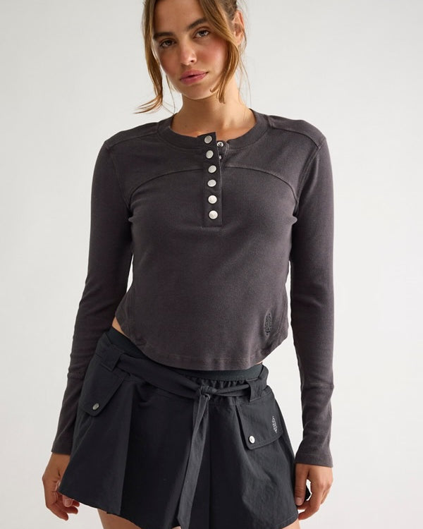 FREE PEOPLE COOL DOWN CREW LONG SLEEVE - BLACK