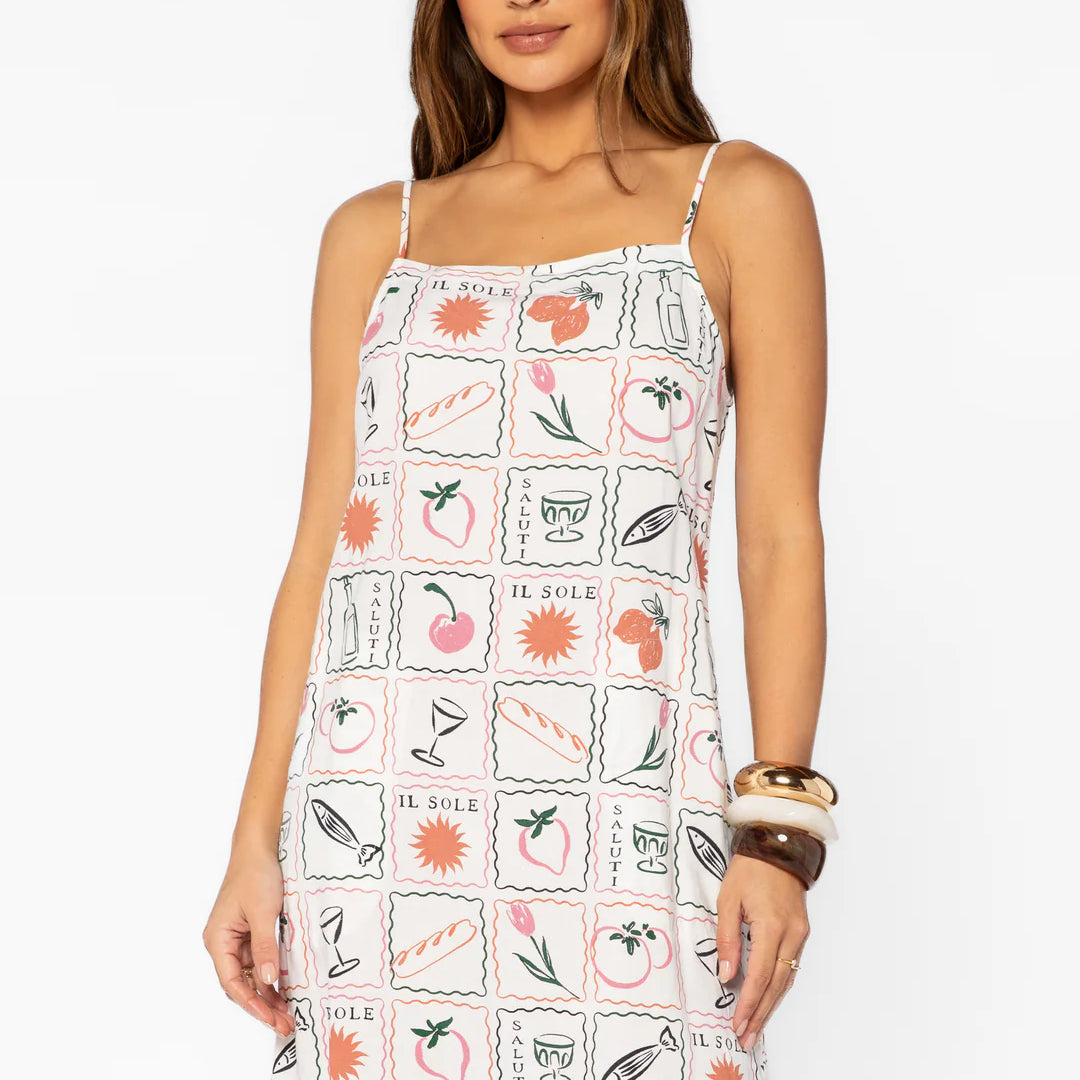 VELVET HEART BRIANNE MULTI STAMP DRESS - WHITE