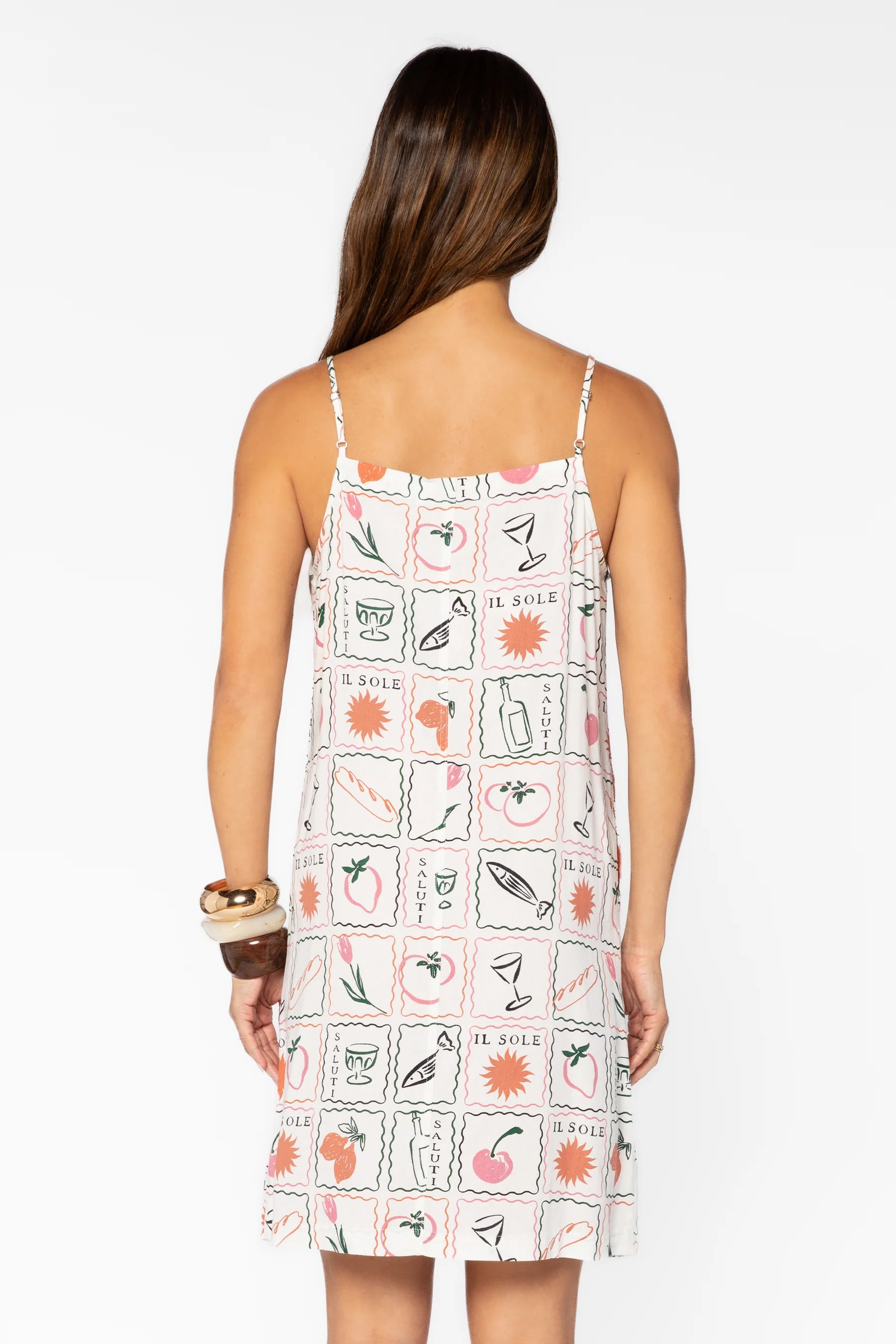 VELVET HEART BRIANNE MULTI STAMP DRESS - WHITE