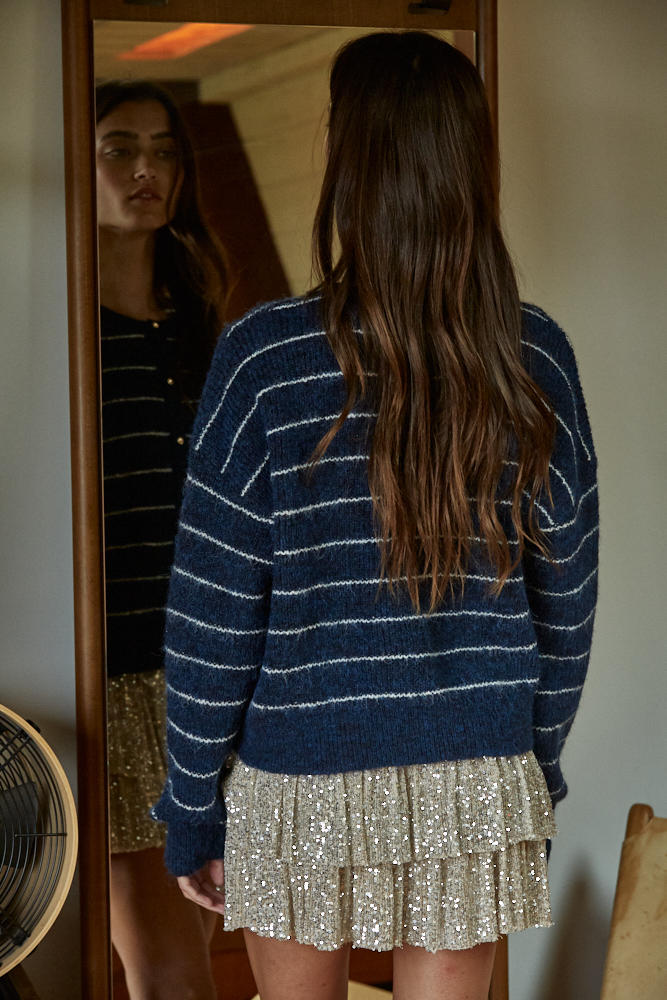 SEQUIN TIERED MINI SKIRT - GOLD SILVER