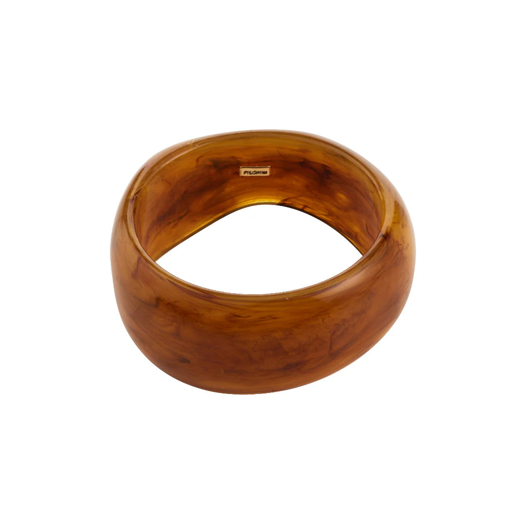 PILGRIM AASE RECYCLED MAXI BANGLE BRACELET - BROWN