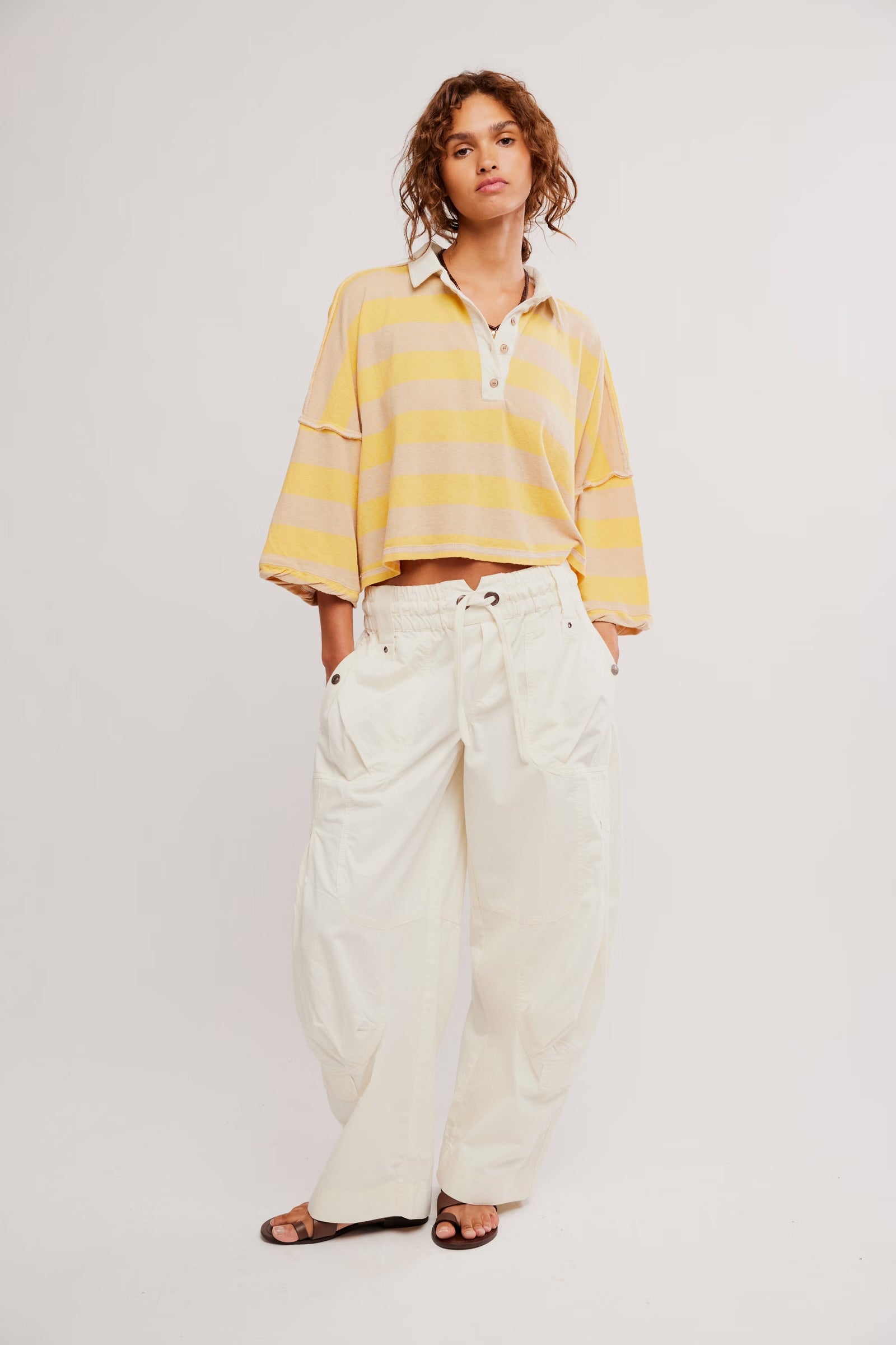 FREE PEOPLE AUGGIE TEE - OAT LATTE YELLOW