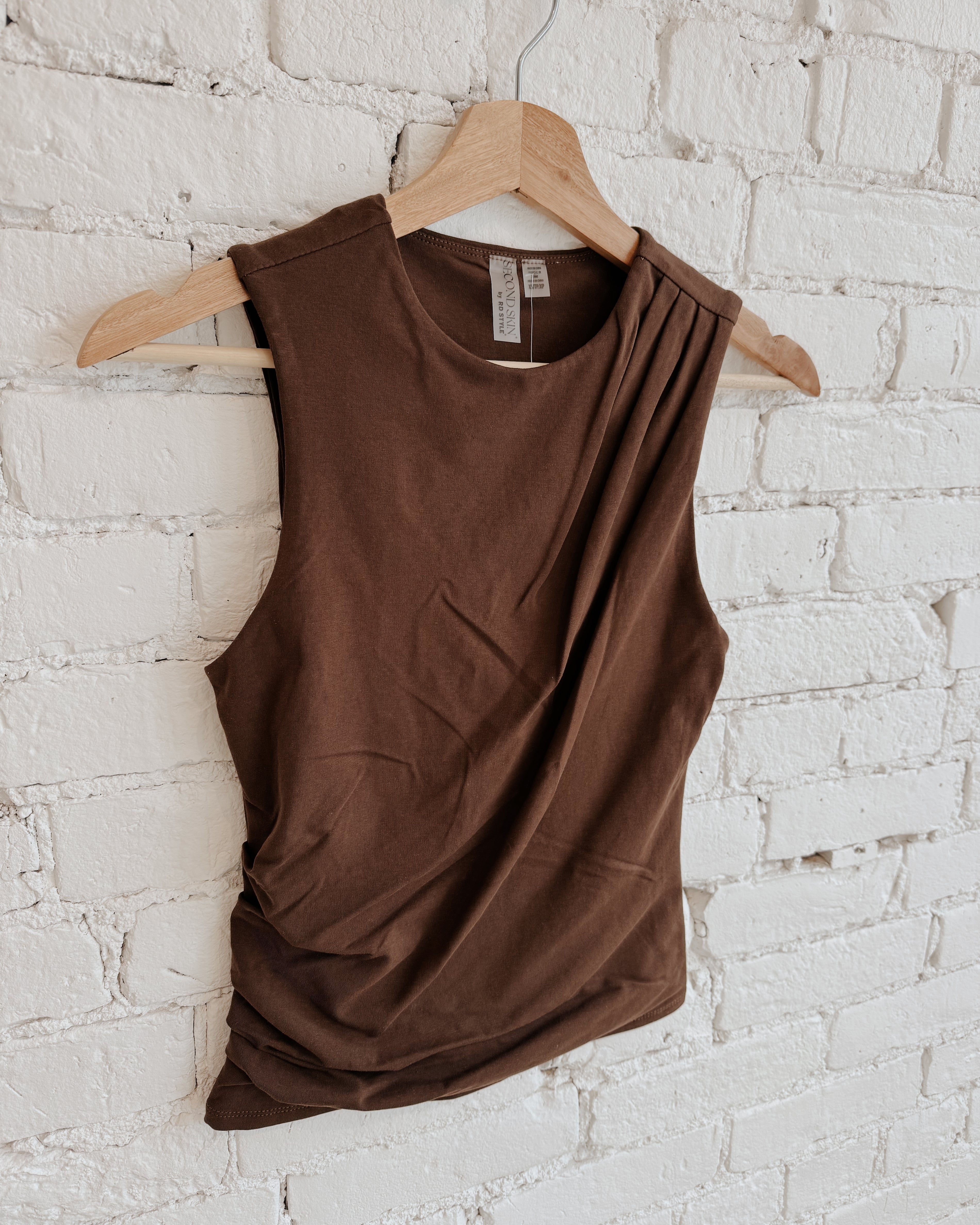COTTON CORE RURI DRAPED TANK - MOCHA