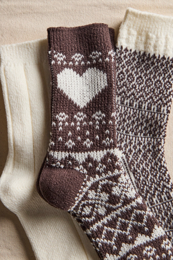 FREE PEOPLE NORDIC KNIT SOCK SET - NEUTRAL COMBO