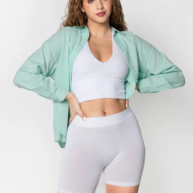 THE BASIC BAMBOO BIKE SHORT - WHITE