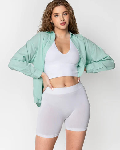 THE BASIC BAMBOO BIKE SHORT - WHITE