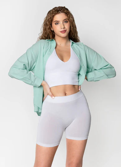 THE BASIC BAMBOO BIKE SHORT - WHITE