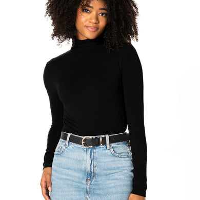 BAMBOO BASIC TURTLENECK SHORT - BLACK