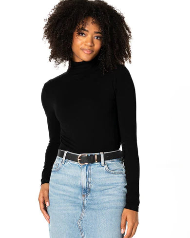 BAMBOO BASIC TURTLENECK SHORT - BLACK