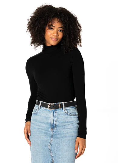 BAMBOO BASIC TURTLENECK SHORT - BLACK