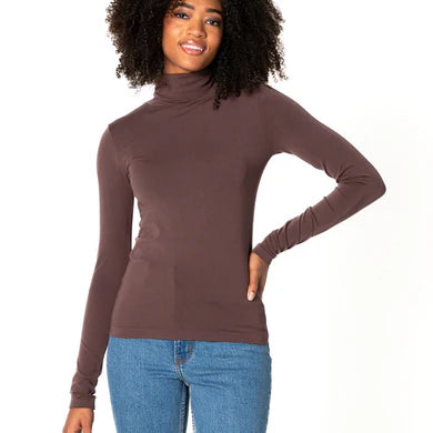 BAMBOO BASIC TURTLENECK SHORT - COFFEE