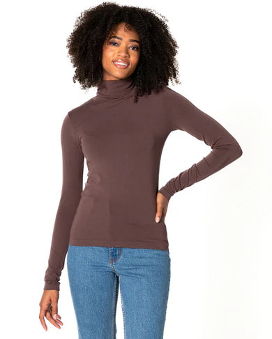 BAMBOO BASIC TURTLENECK SHORT - COFFEE