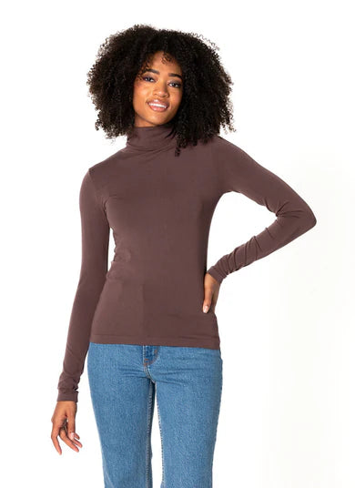BAMBOO BASIC TURTLENECK SHORT - COFFEE