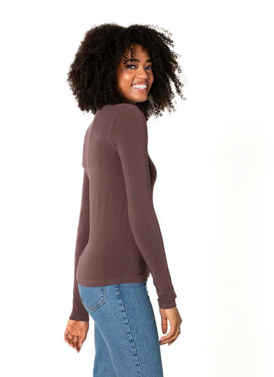 BAMBOO BASIC TURTLENECK SHORT - COFFEE