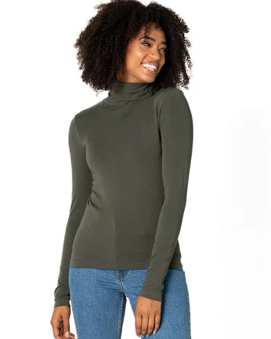 BAMBOO BASIC TURTLENECK SHORT - OLIVE