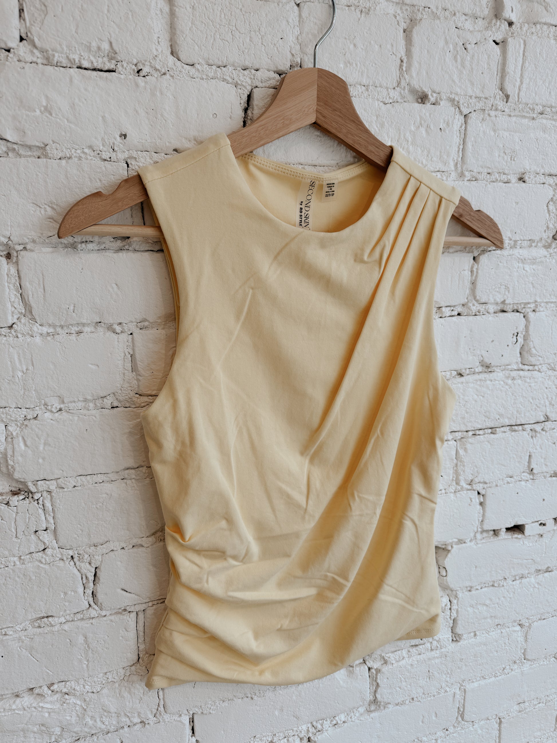 COTTON CORE RURI DRAPED TANK - DOUBLE CREAM